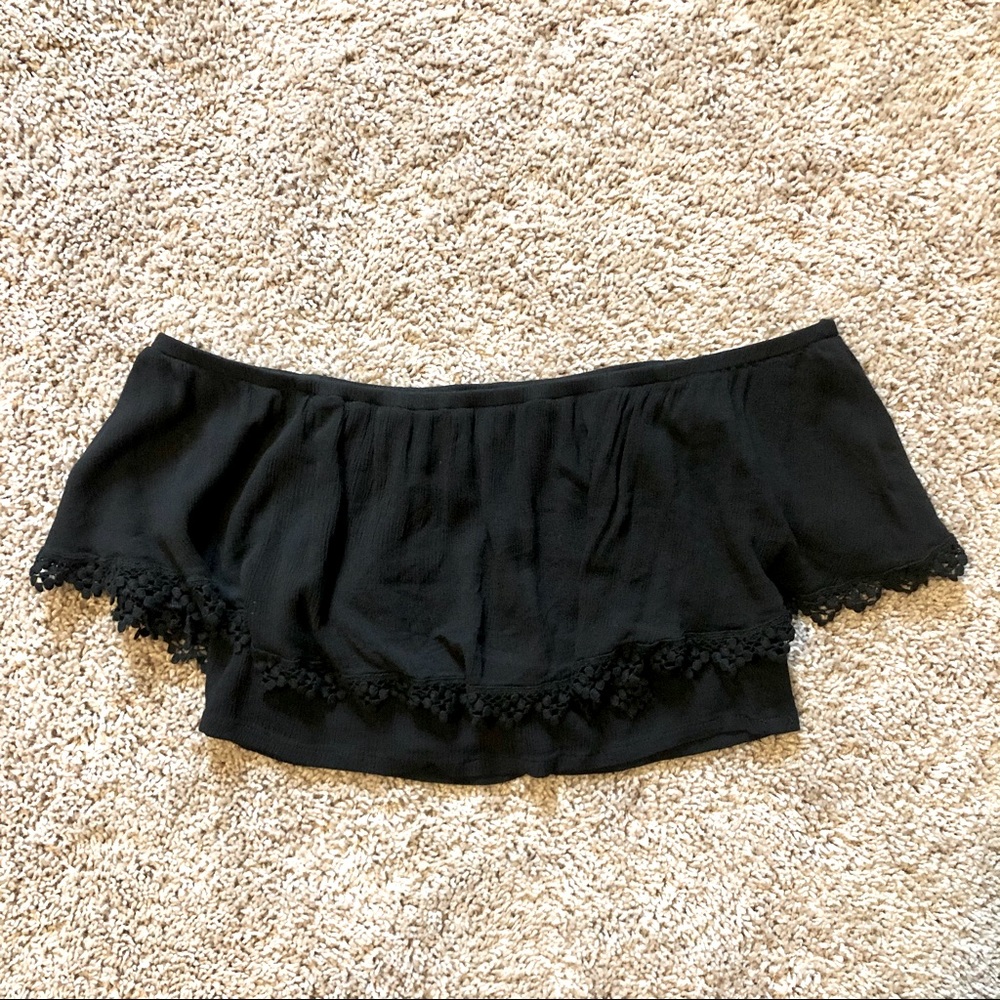 LUSH Black Off The Shoulder Crop Top | Size S